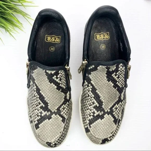 Ash Jordy black and gray Snake-Print leather platform Sneakers 6.5 - Picture 2 of 9